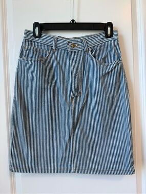 Women's Blue and White Striped Denim Skirt size 8